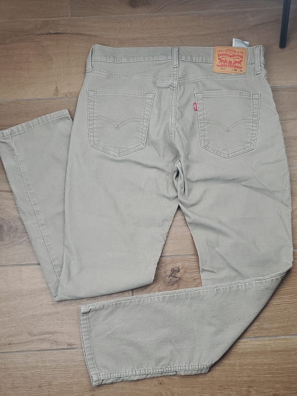 Levi's 511 Men's Slim Corduroy Pants W33 L32 Khaki Beige Stretch